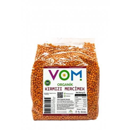 Organik Kırmızı Mercimek 800g Organik Kırmızı Mercimek 800g