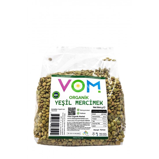 Organik Yeşil Mercimek 800g Organik Yeşil Mercimek 800g