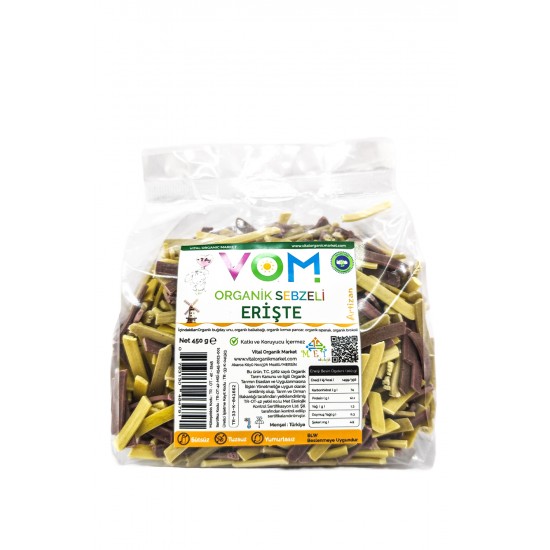Organik Sebzeli Erişte 450g Organik Sebzeli Erişte 450g